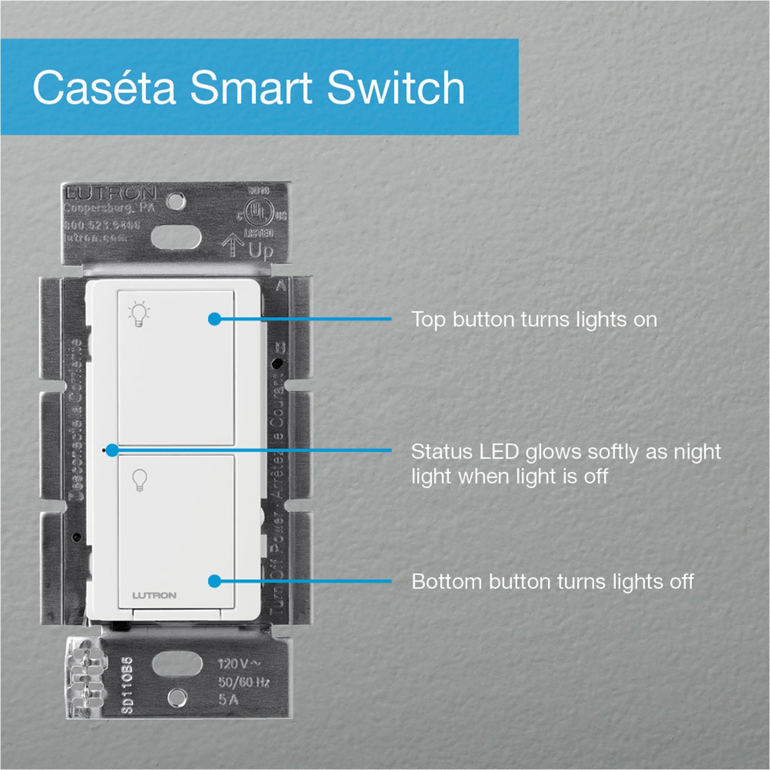 Caseta Wireless 3-Way Tap Smart Light Switch, Neutral Required, Black