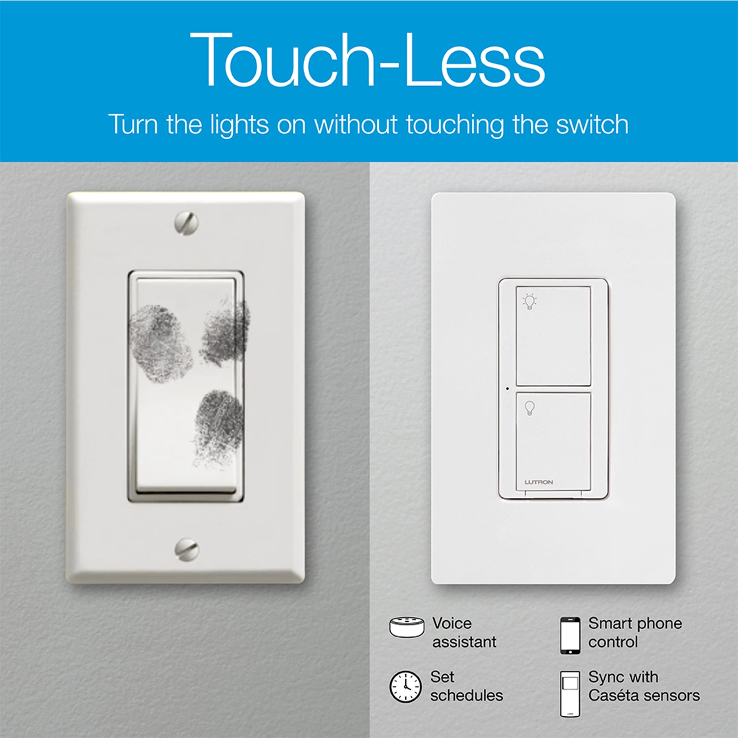 Caseta Wireless 3-Way Tap Smart Light Switch, Neutral Required, Light Almond