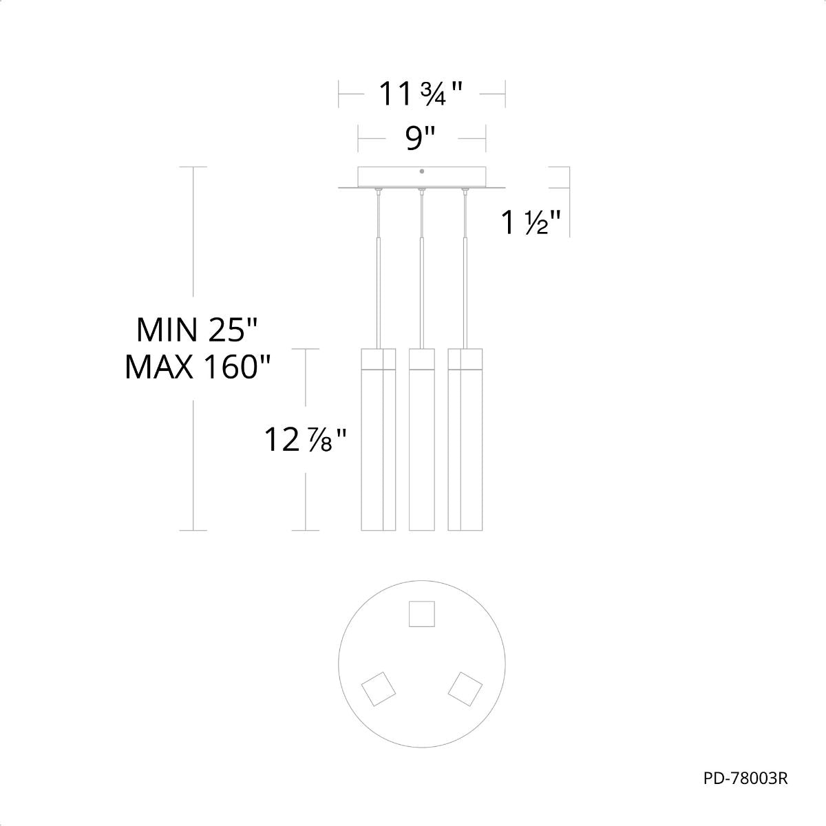 Minx 13 in. 3 Lights LED Pendant Light Brushed Nickel finish - Bees Lighting