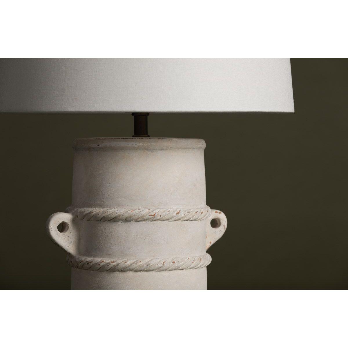 Siena Table Lamp Whitewash Terracotta with Patina Brass Accents - Bees Lighting