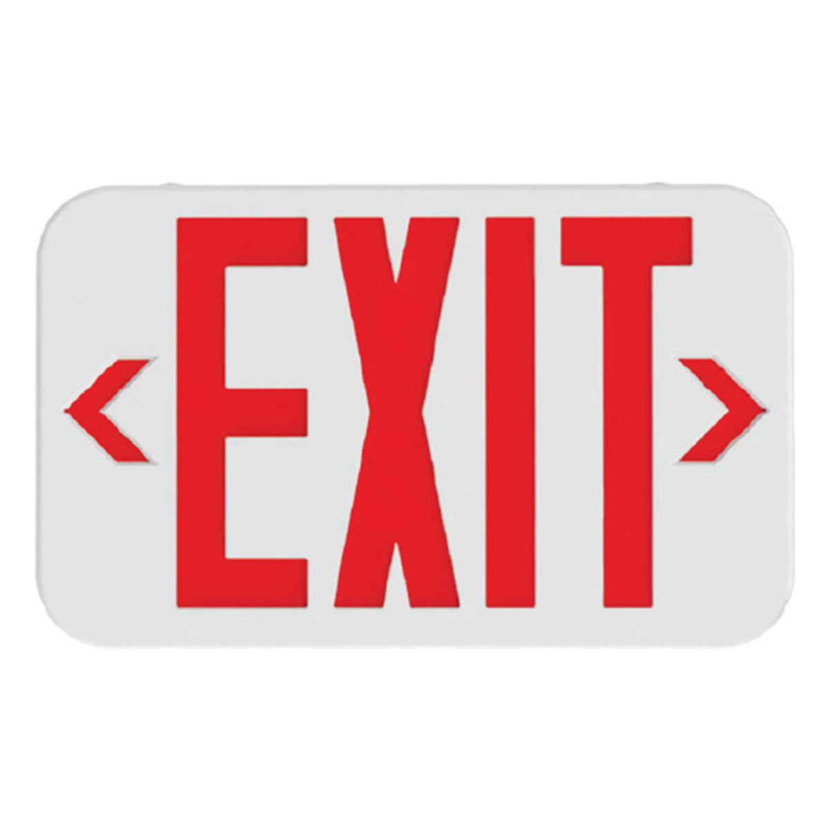 LED Exit Sign, 2 Single Face with Red/Green Letters, White Finish, Battery Backup Included