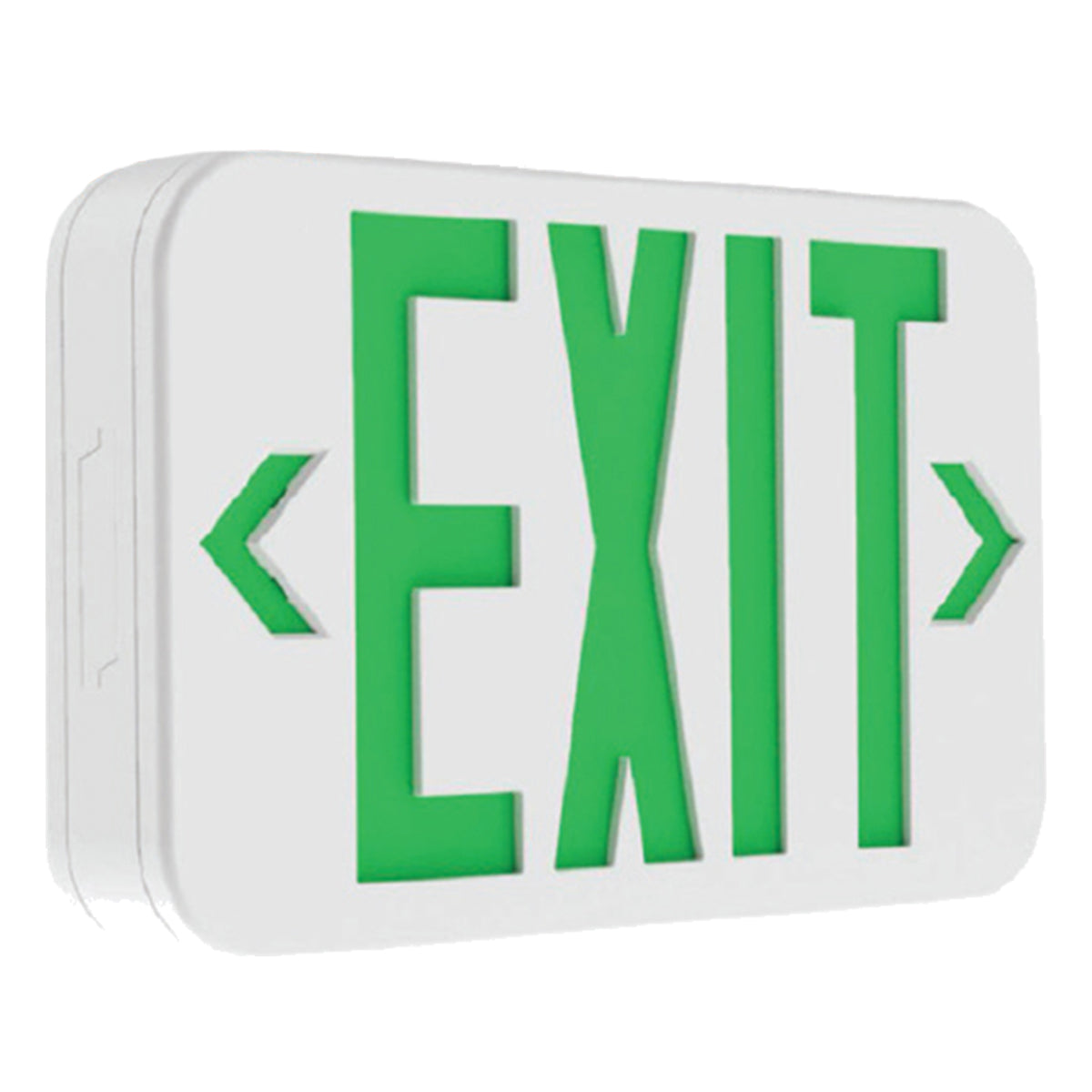 LED Exit Sign, 2 Single Face with Red/Green Letters, White, Battery Included