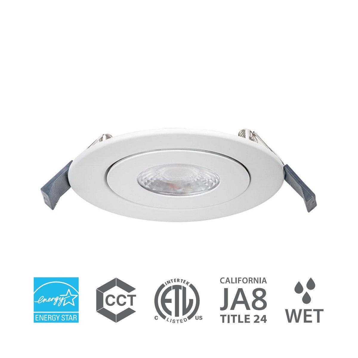 WAC Lighting R4ERAR W9CS WT 4 In. Lotos LED Adjustable Canless