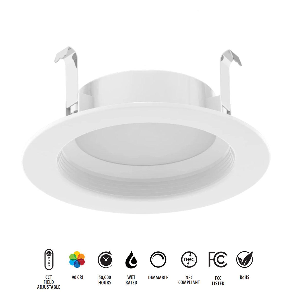 4 inch R34 Retrofit LED Can Light, 8 Watts, 700lm, Selectable 2700K to 5000K, Baffle Trim - Bees Lighting