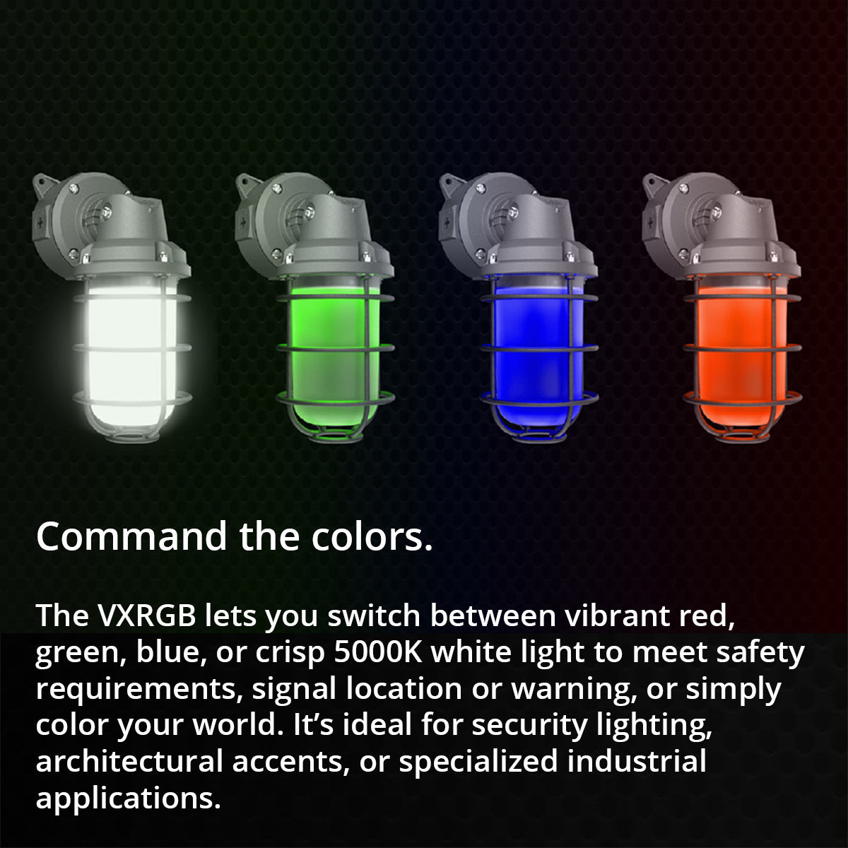 LED Vapor Proof Light, 12/18/26W, 3150 lm, RGB/5000K, 120-277V