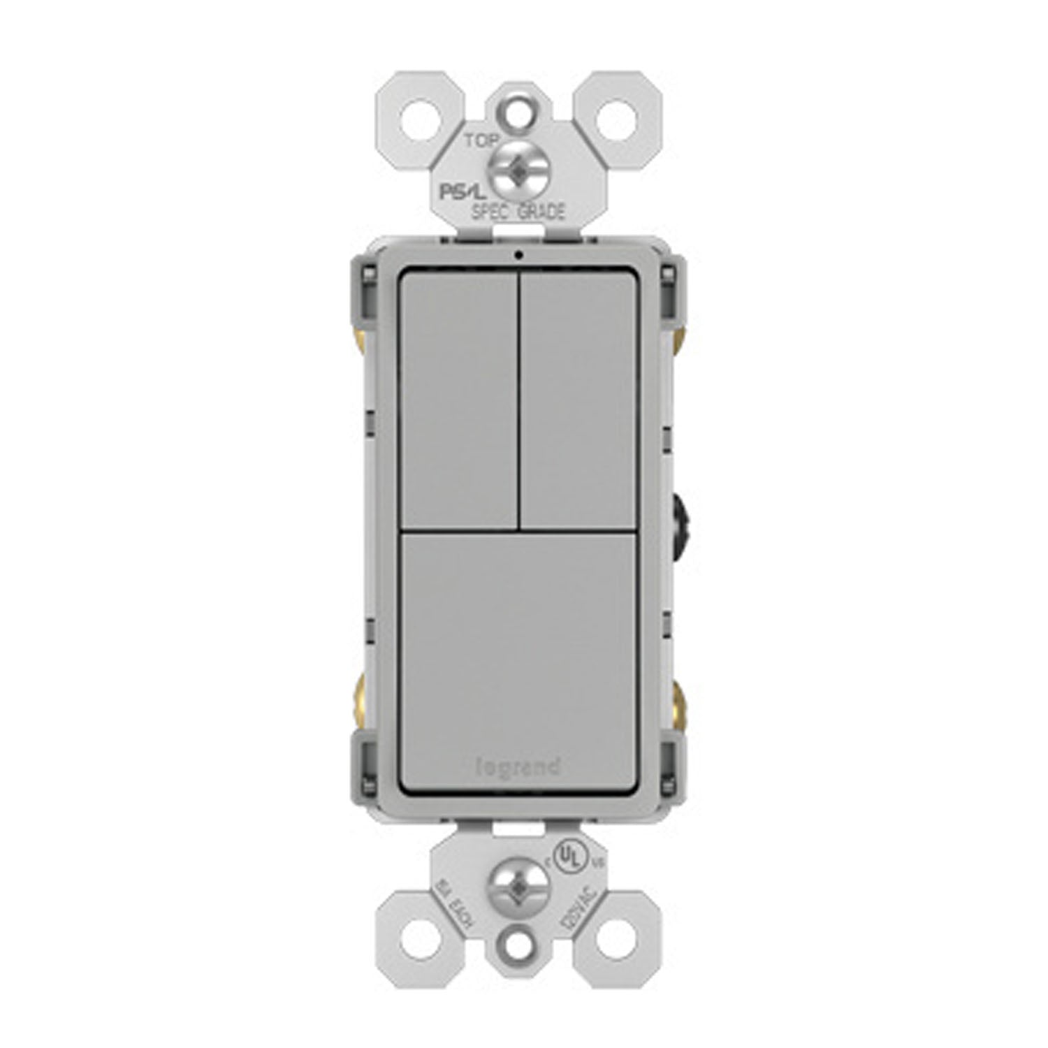 radiant Two Single-Pole Light Switches and One 3-Way Switch, Gray