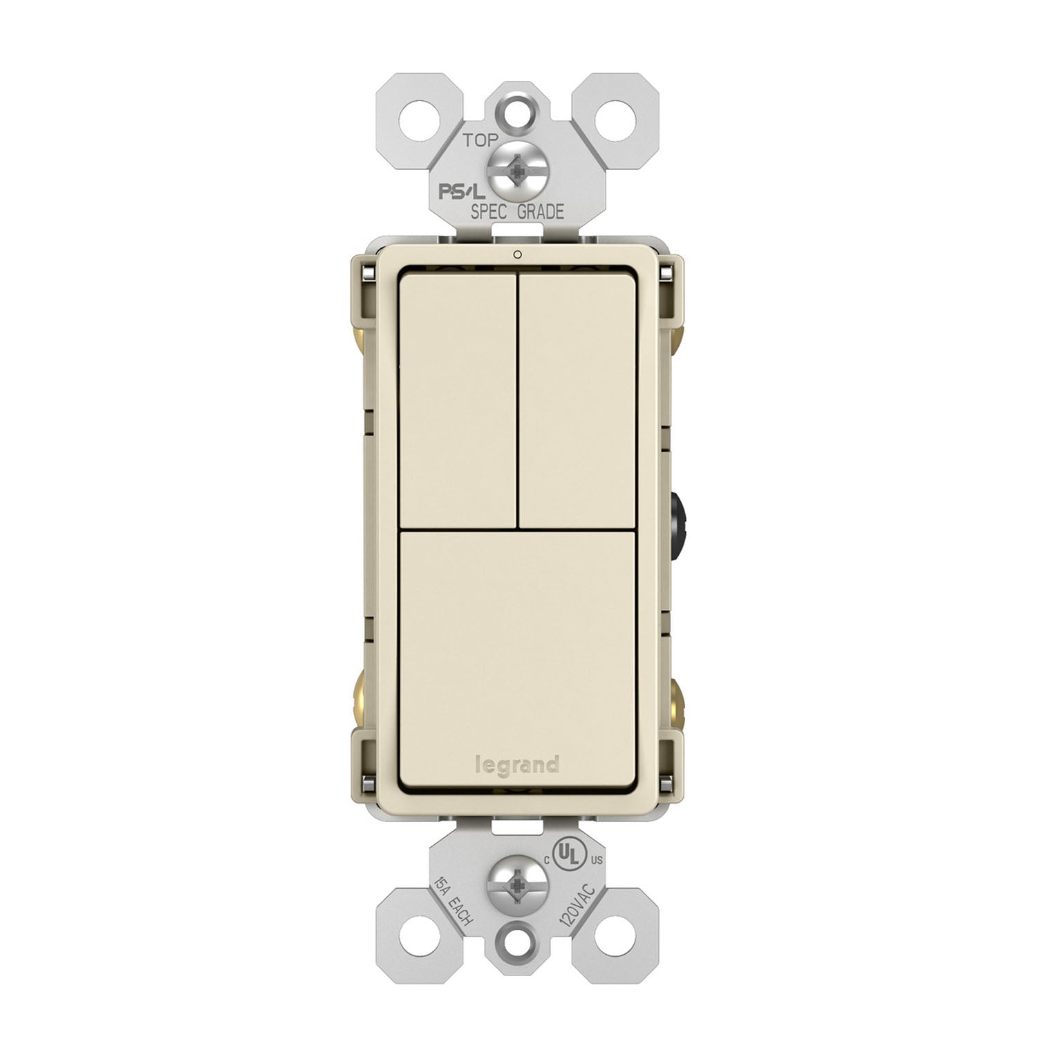 radiant Two Single-Pole Light Switches and One 3-Way Switch, Light Almond