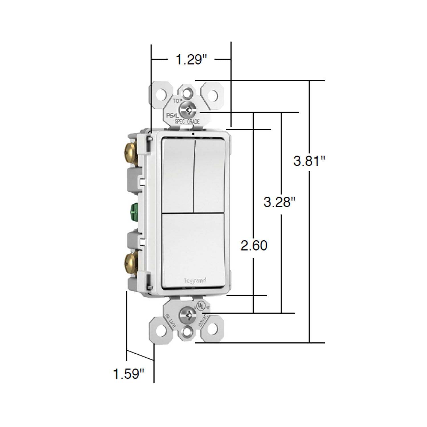 radiant Two Single-Pole Light Switches and One 3-Way Switch, Light Almond