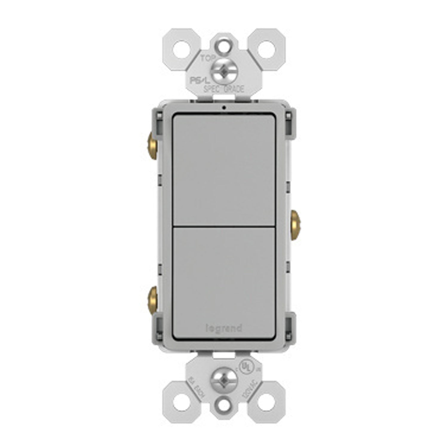 radiant Two Single-Pole Rocker Light Swithes, 15-Amp, 120V, Gray