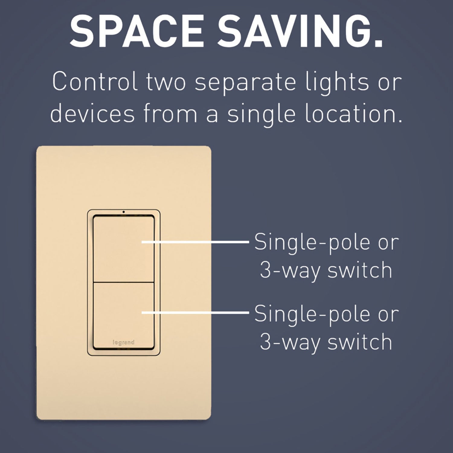 radiant Two Single Pole/3-Way Light Swithes, 15-Amp, 120V, Ivory - Bees Lighting