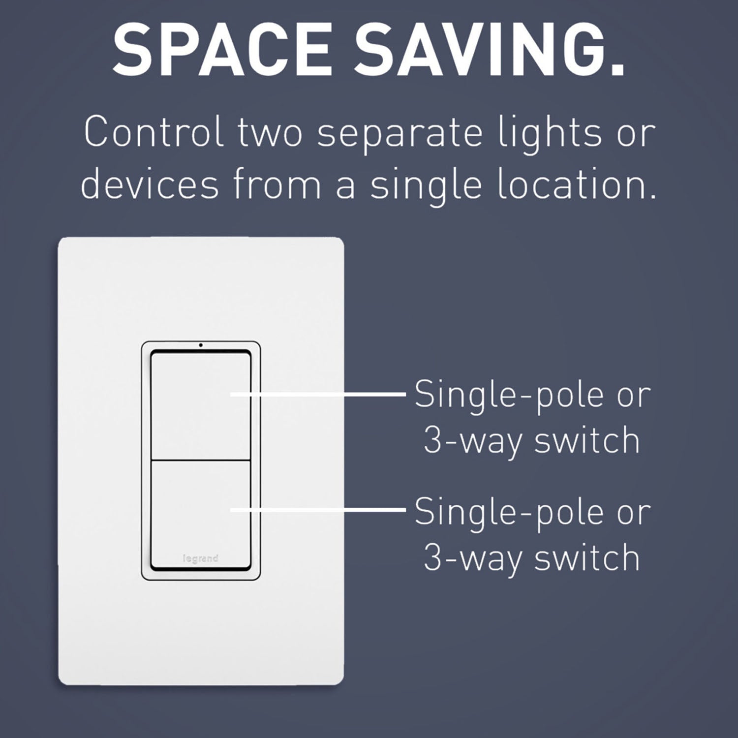 radiant Two Single Pole/3-Way Light Swithes, 15-Amp, 120V, White