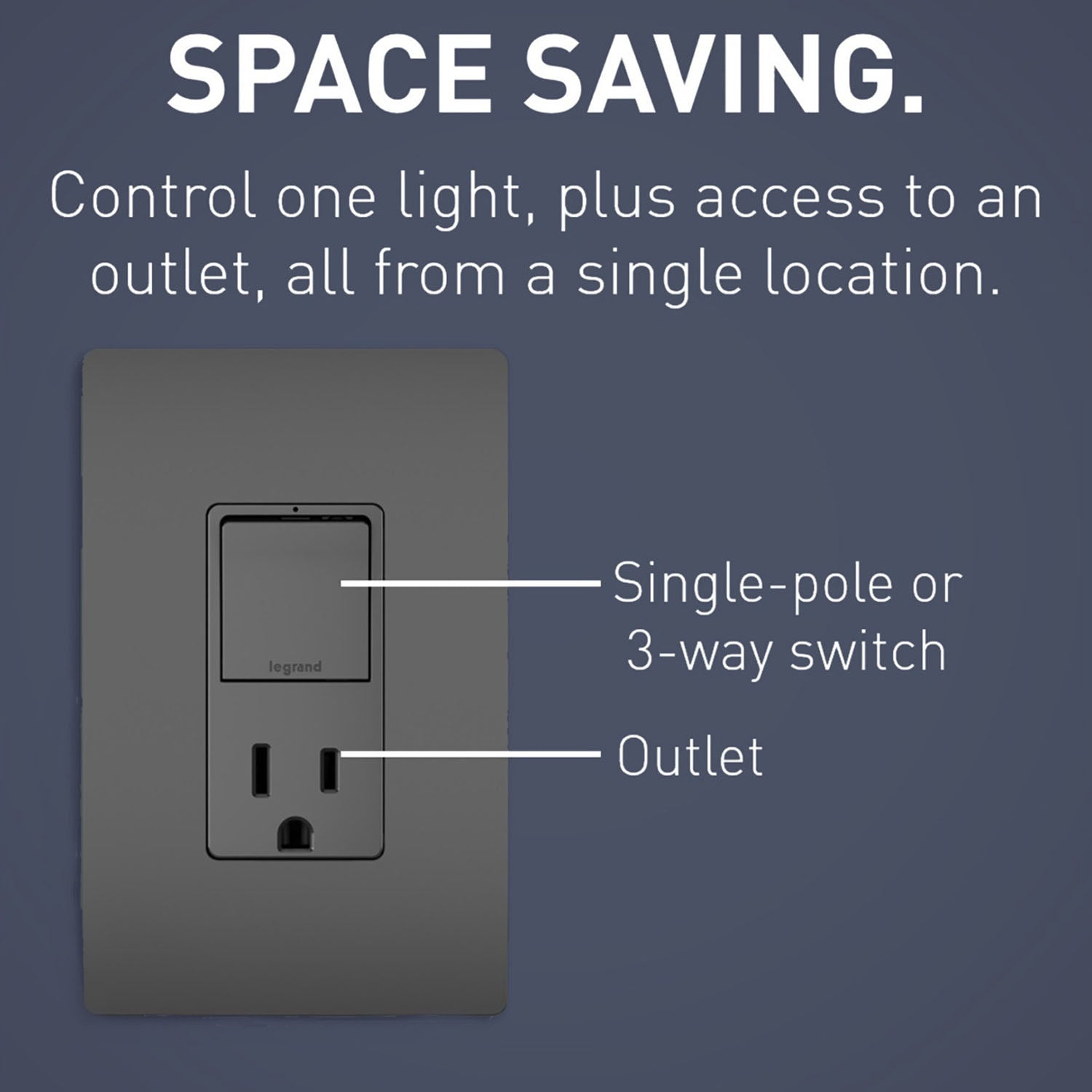 radiant Single Pole/3-Way Switch with 15A Tamper-Resistant Outlet, Black