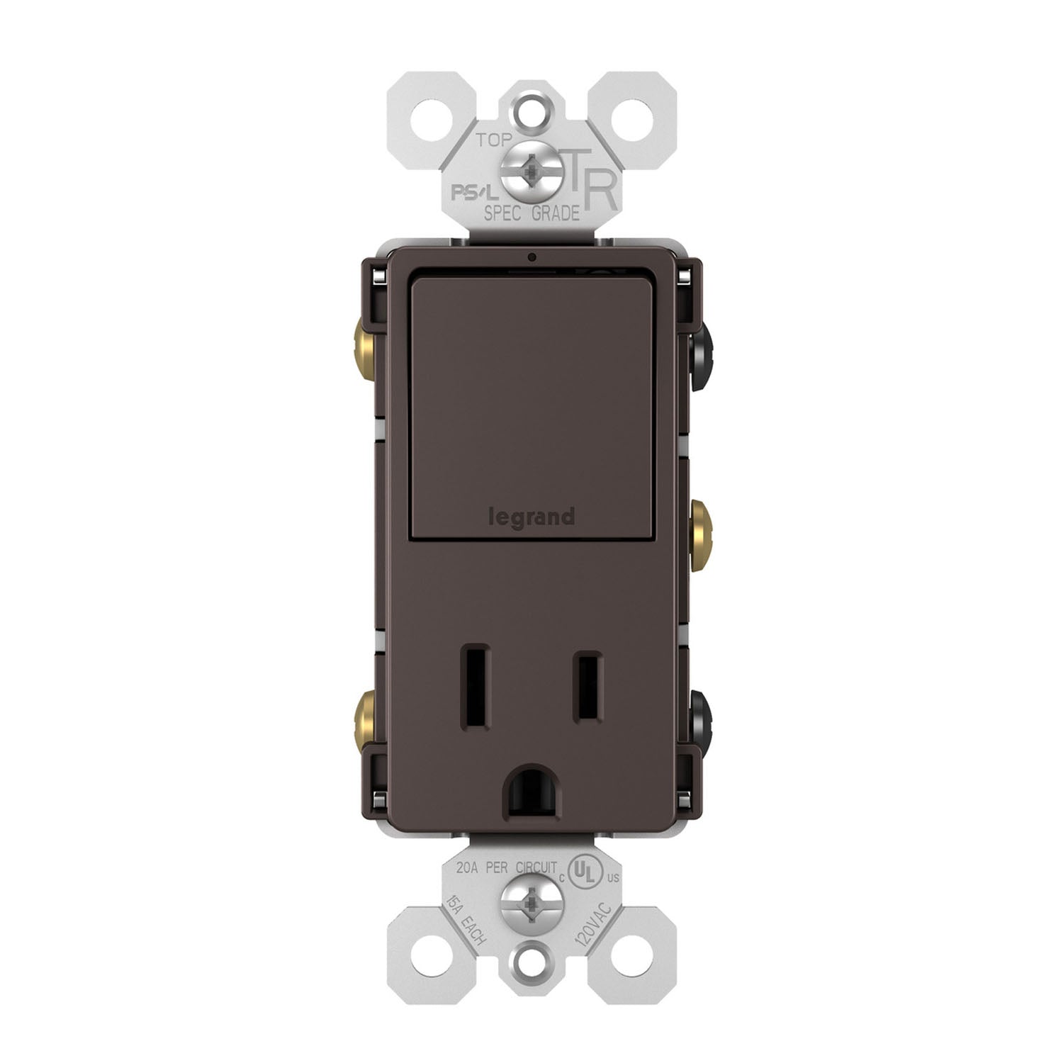 radiant Single Pole/3-Way Switch with 15A Tamper-Resistant Outlet, Dark Bronze