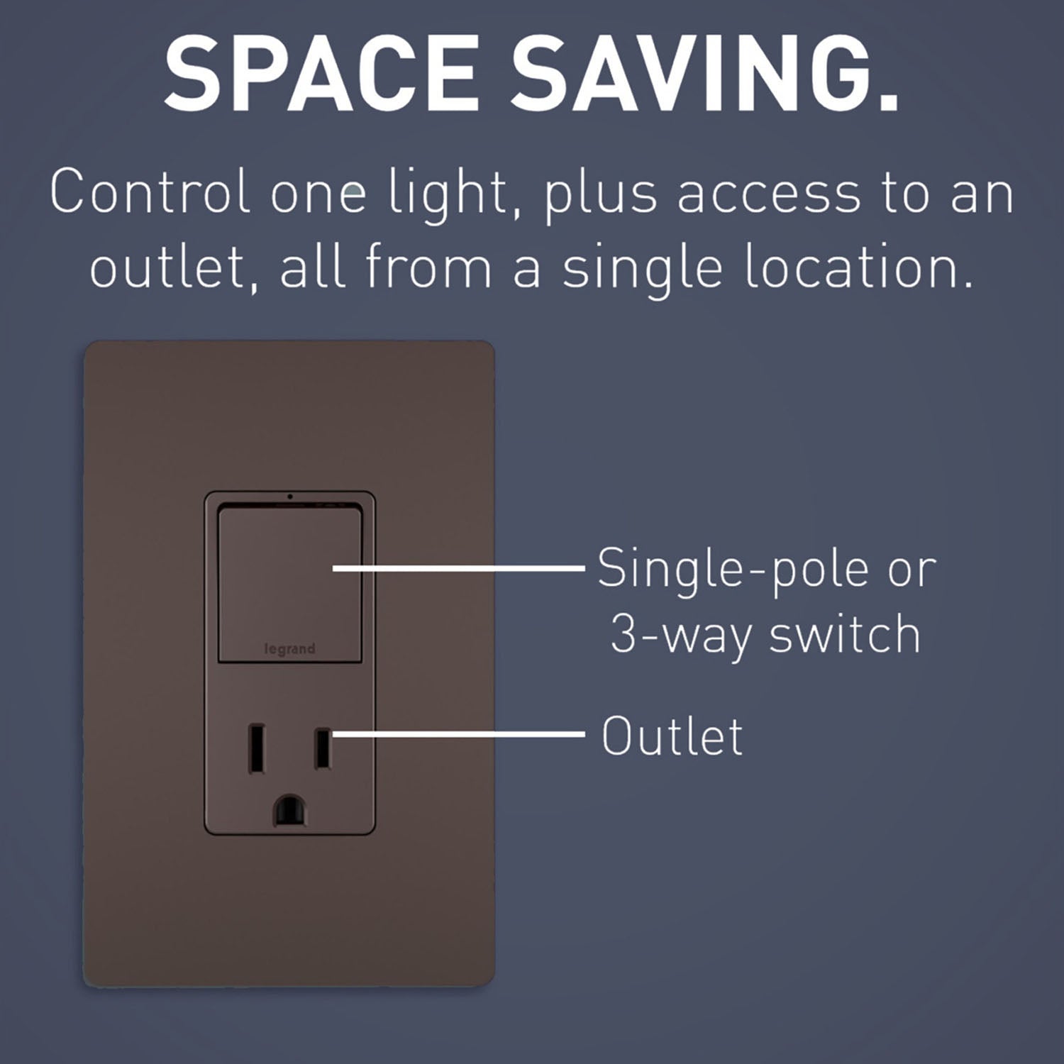 radiant Single Pole/3-Way Switch with 15A Tamper-Resistant Outlet, Dark Bronze