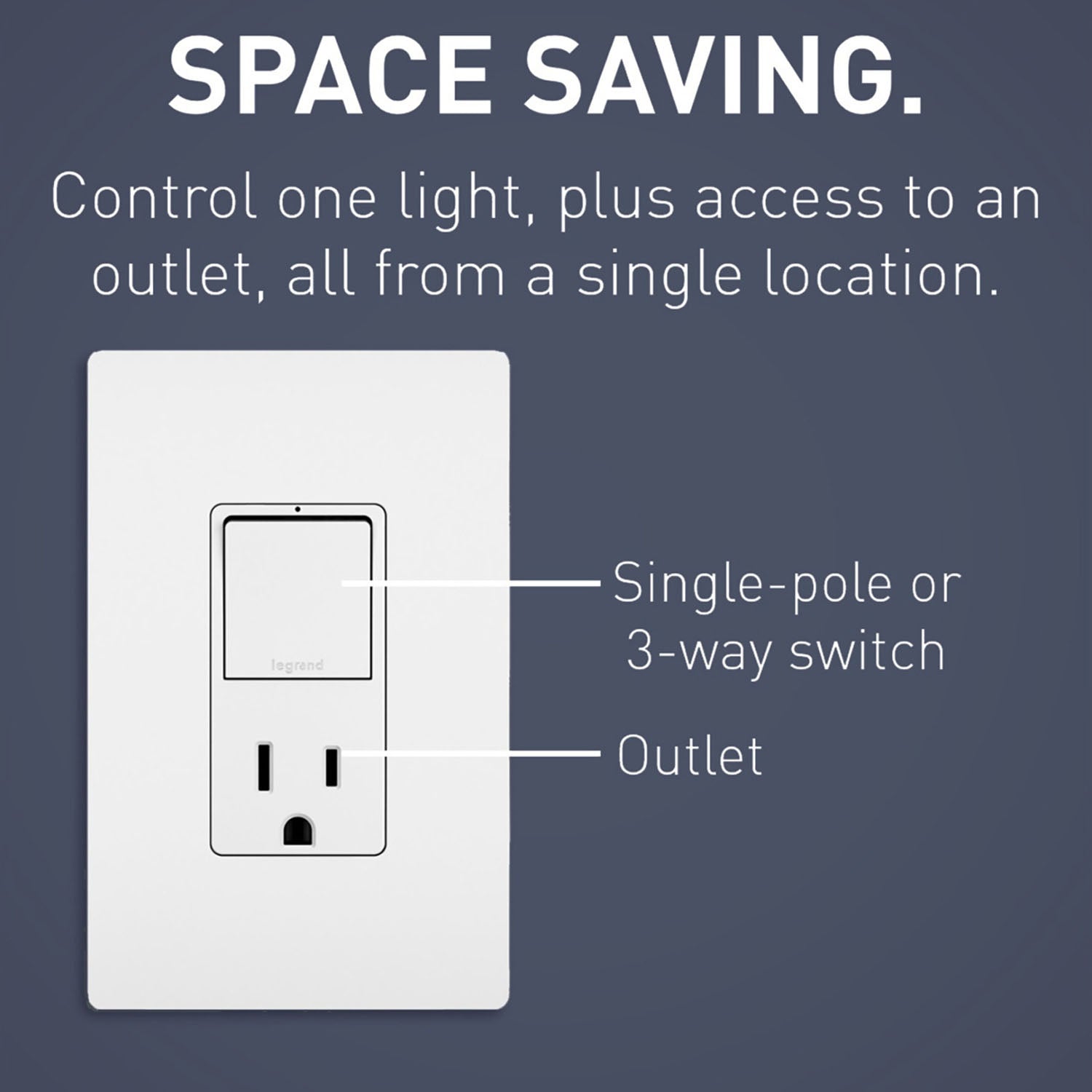 radiant Single Pole/3-Way Switch with 15A Tamper-Resistant Outlet, White