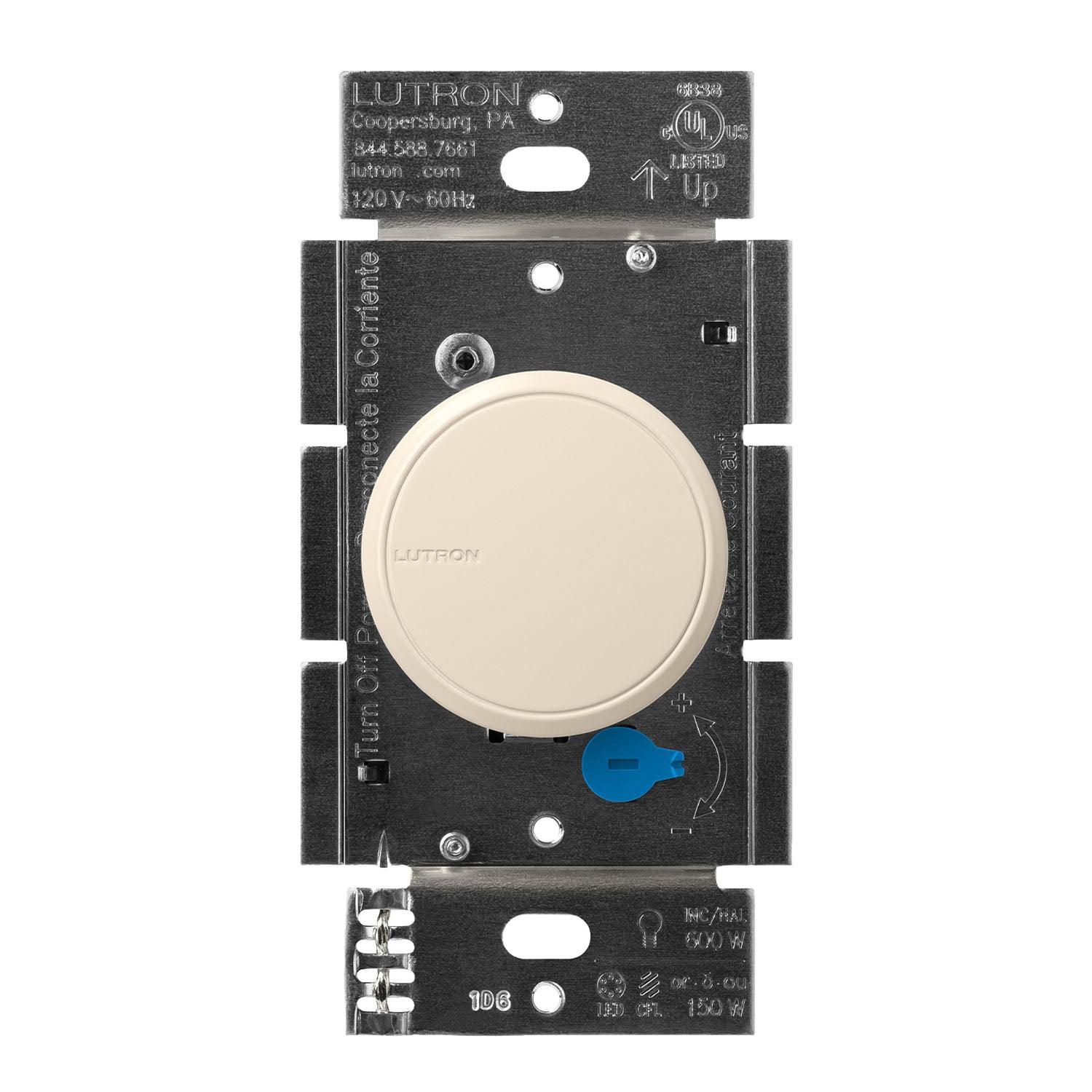 Lutron Dalia LED+ Rotary Dimmer Switch, 150-Watt Single-Pole/3-Way, Light Almond - Bees Lighting