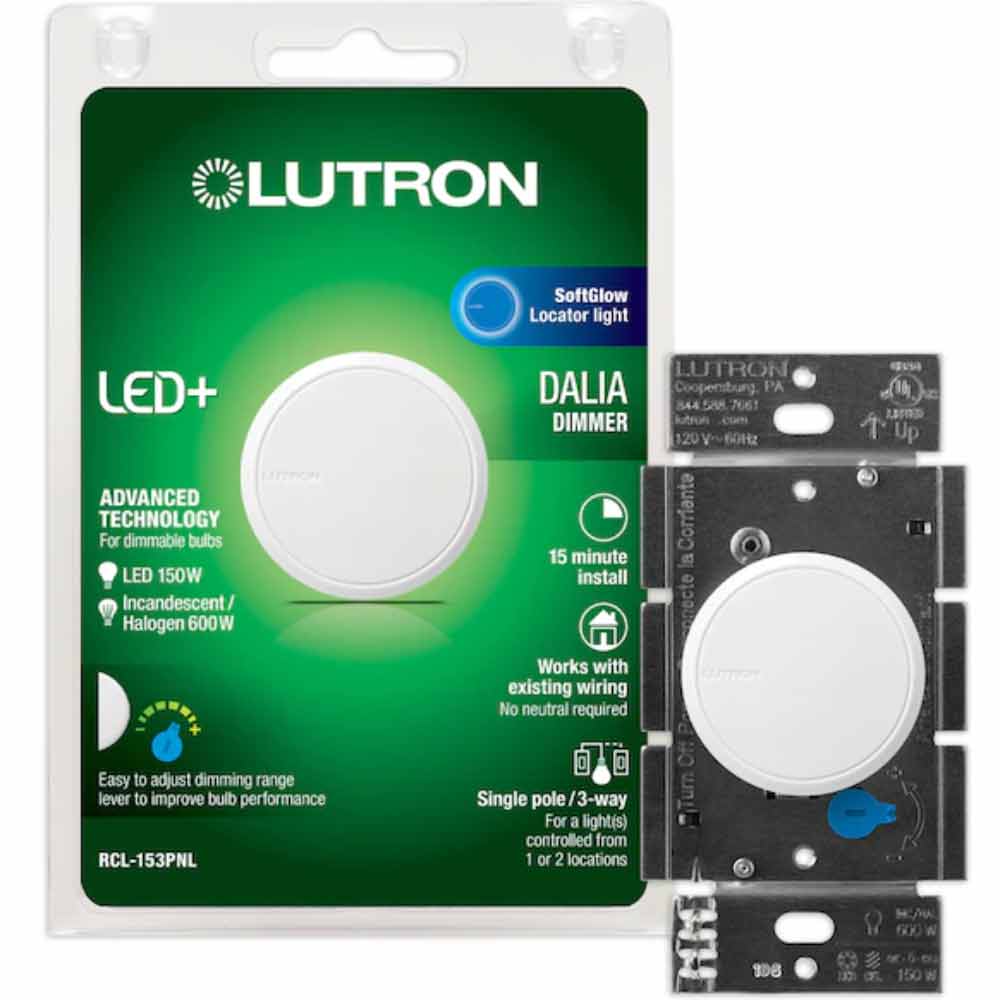 Lutron Dalia LED+ Rotary Dimmer Switch, 150-Watt Single-Pole/3-Way, White