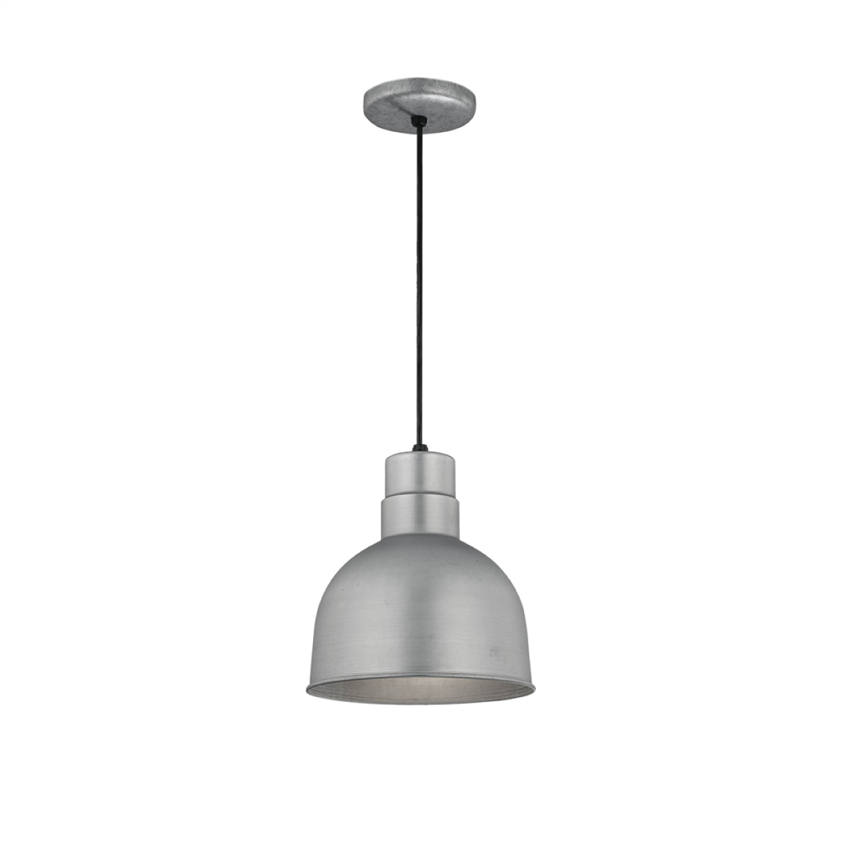 R Series 10" Cord Hung Deep Bowl Shade Pendant Light Galvanized Finish - Bees Lighting