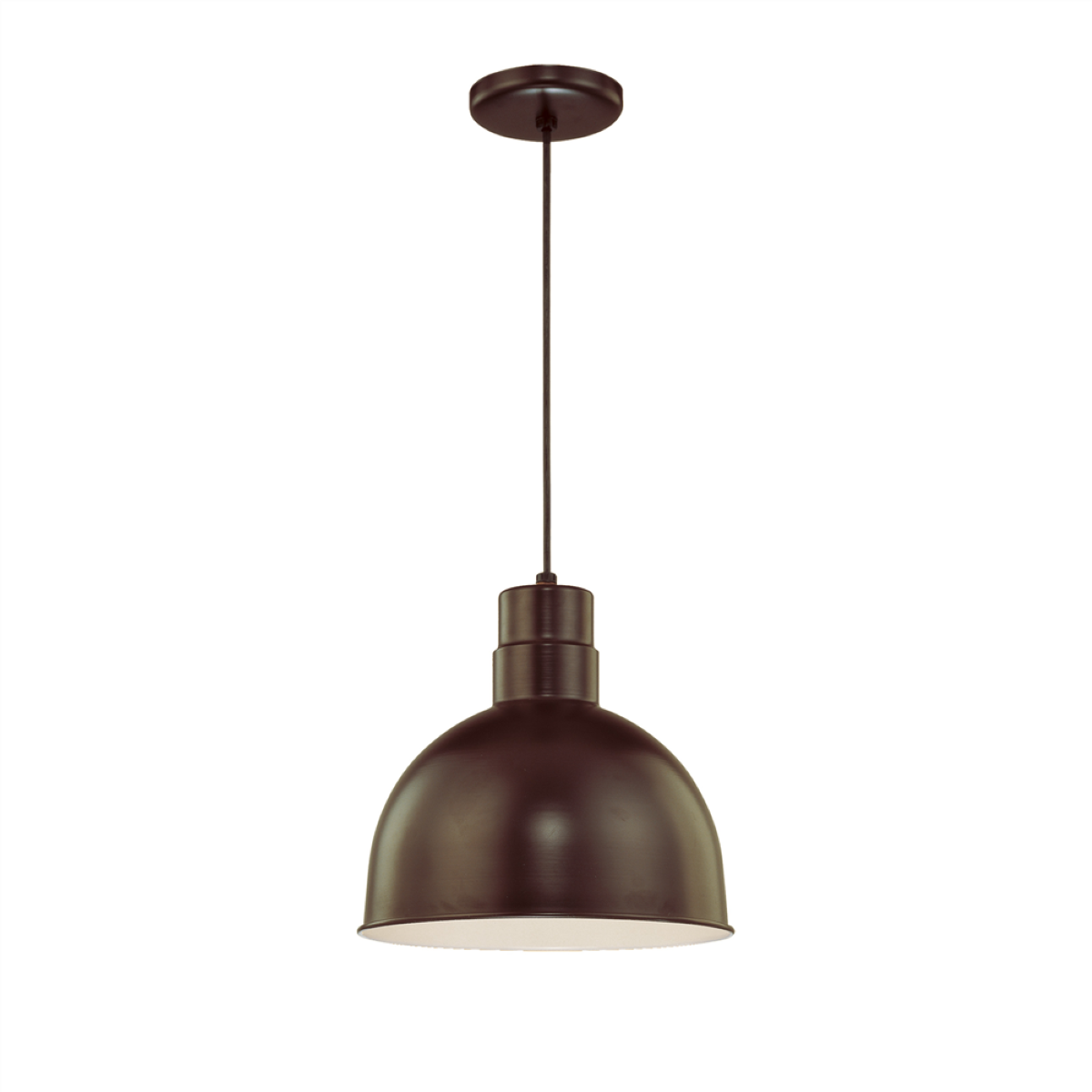 R Series 12" Cord Hung Deep Bowl Shade Pendant Light Architectural Bronze Finish - Bees Lighting