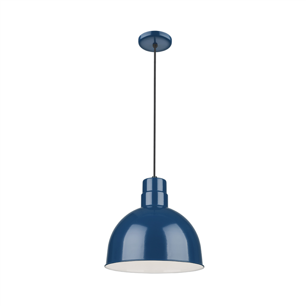 R Series 12" Cord Hung Deep Bowl Shade Pendant Light Navy Blue Finish - Bees Lighting