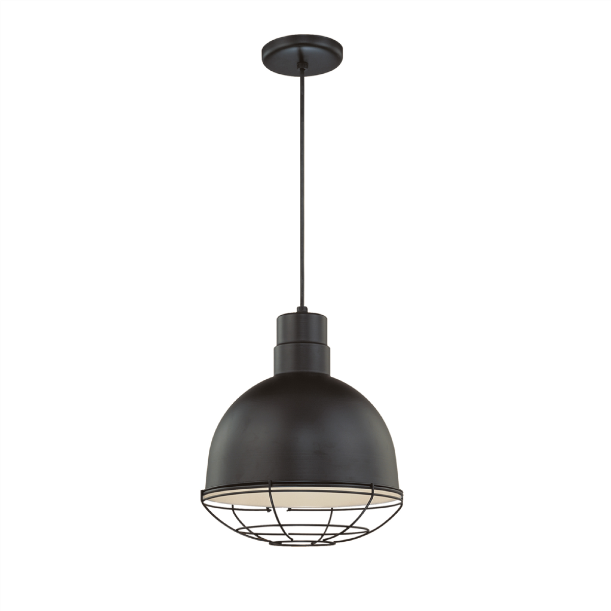 R Series 12" Cord Hung Deep Bowl Shade Pendant Light Satin Black Finish - Bees Lighting