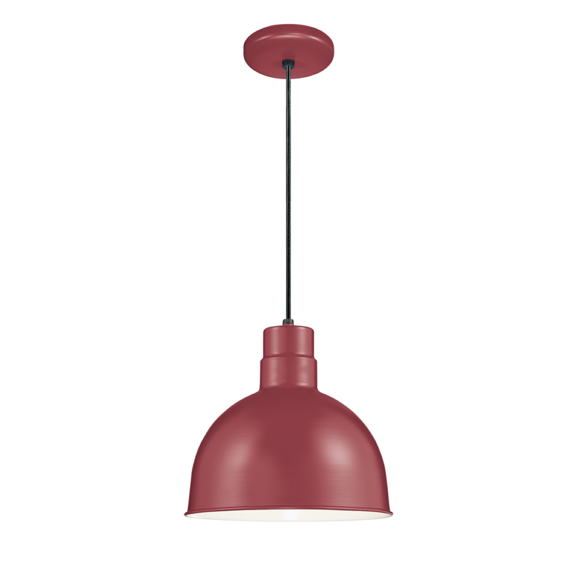 R Series 12" Cord Hung Deep Bowl Shade Pendant Light Satin Red Finish - Bees Lighting