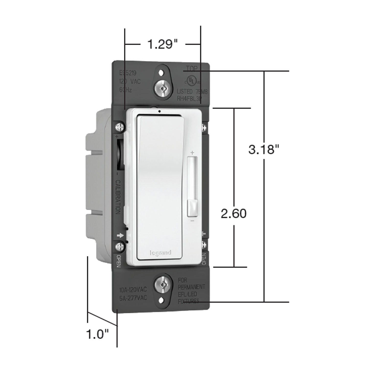 radiant 0-10V Dimmer Switch, LED|Fluorescent, 120V-277V, Black