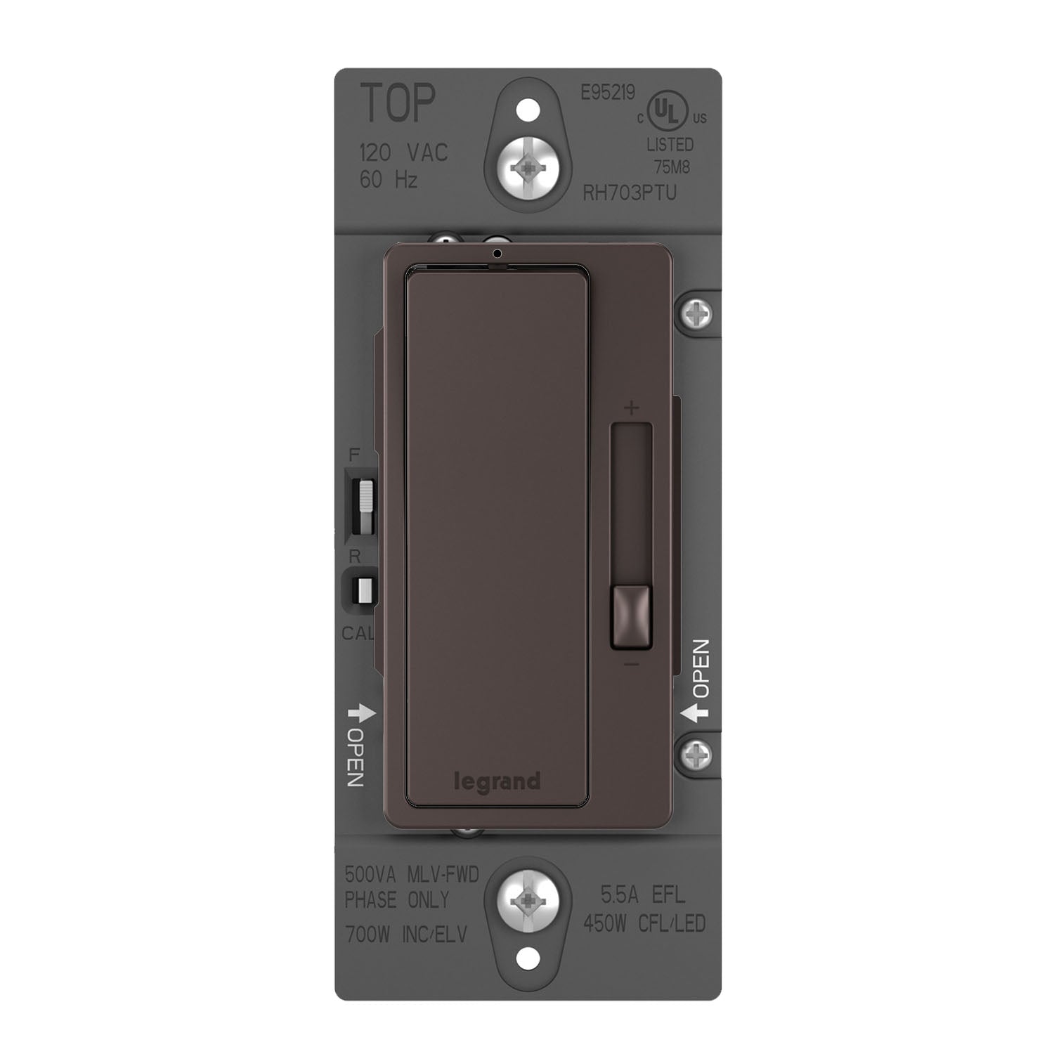 radiant Tru-Universal Dimmer Switch, 450-Watt LED, Single Pole/3-Way, Dark Bronze