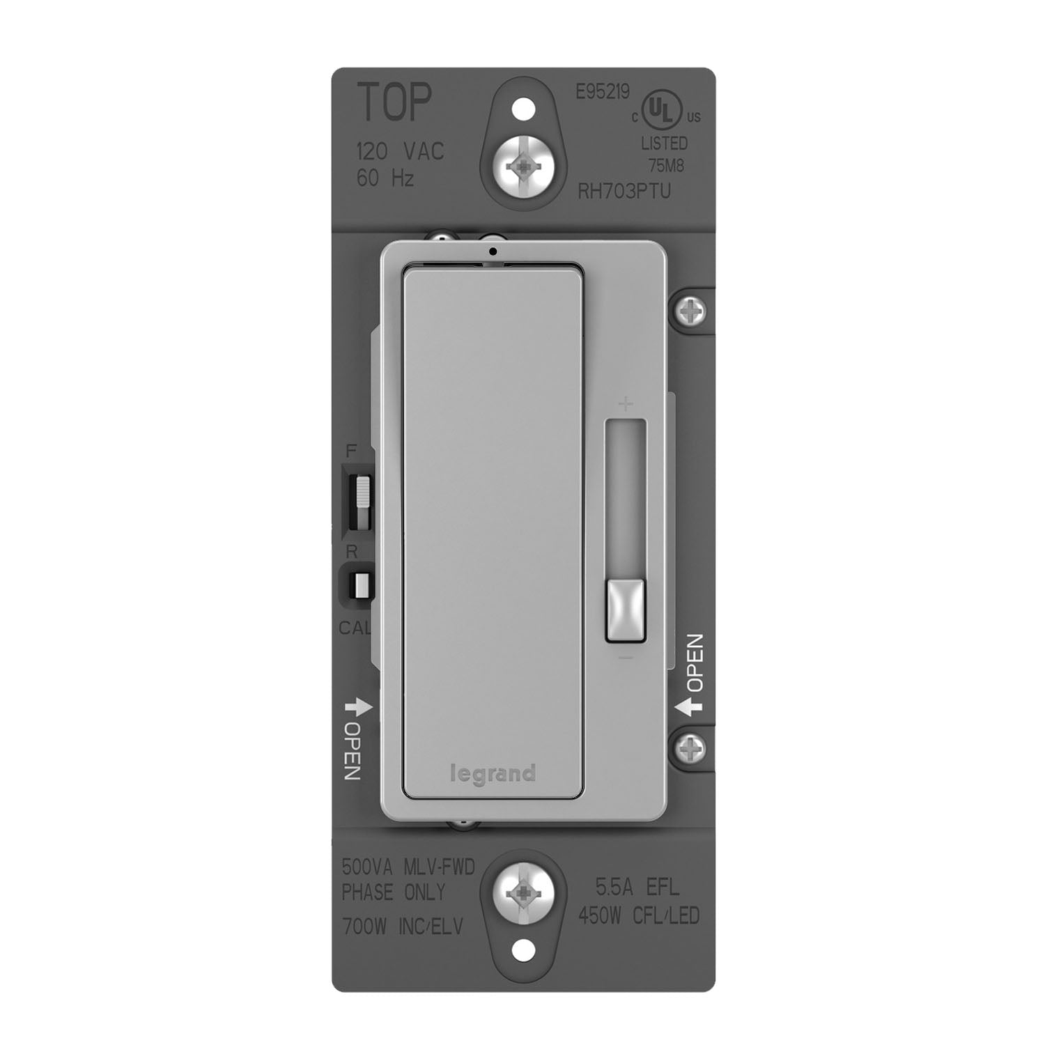 radiant Tru-Universal Dimmer Switch, Single Pole/3-Way, Gray