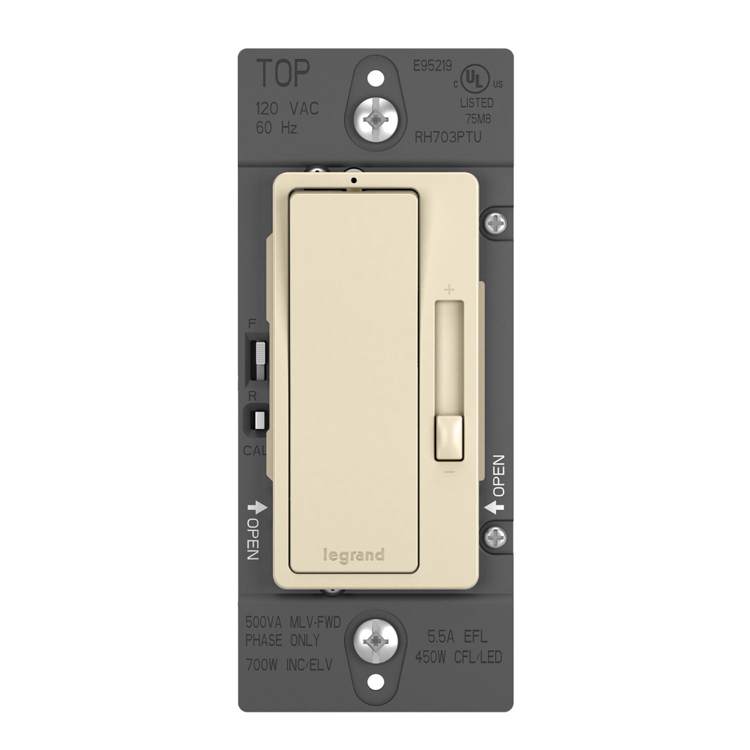 radiant Tru-Universal Dimmer Switch, Single Pole/3-Way, Light Almond