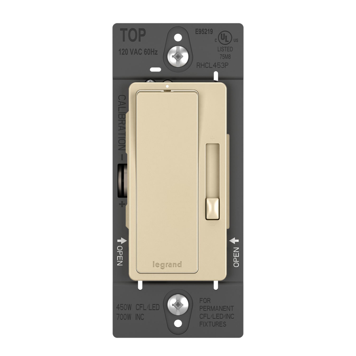 radiant Decora Slider Dimmer Switch, 450-Watt LED, Single Pole or 3-Way, Ivory