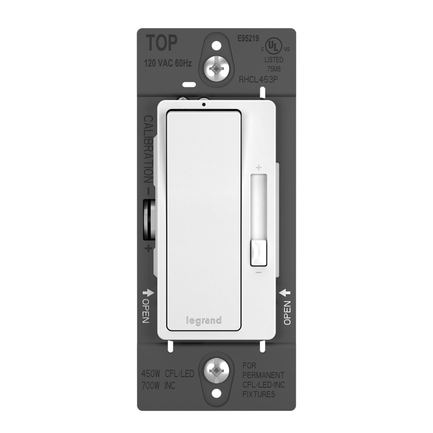 radiant Decora Slider Dimmer Switch, 450-Watt LED, Single Pole or 3-Way, White