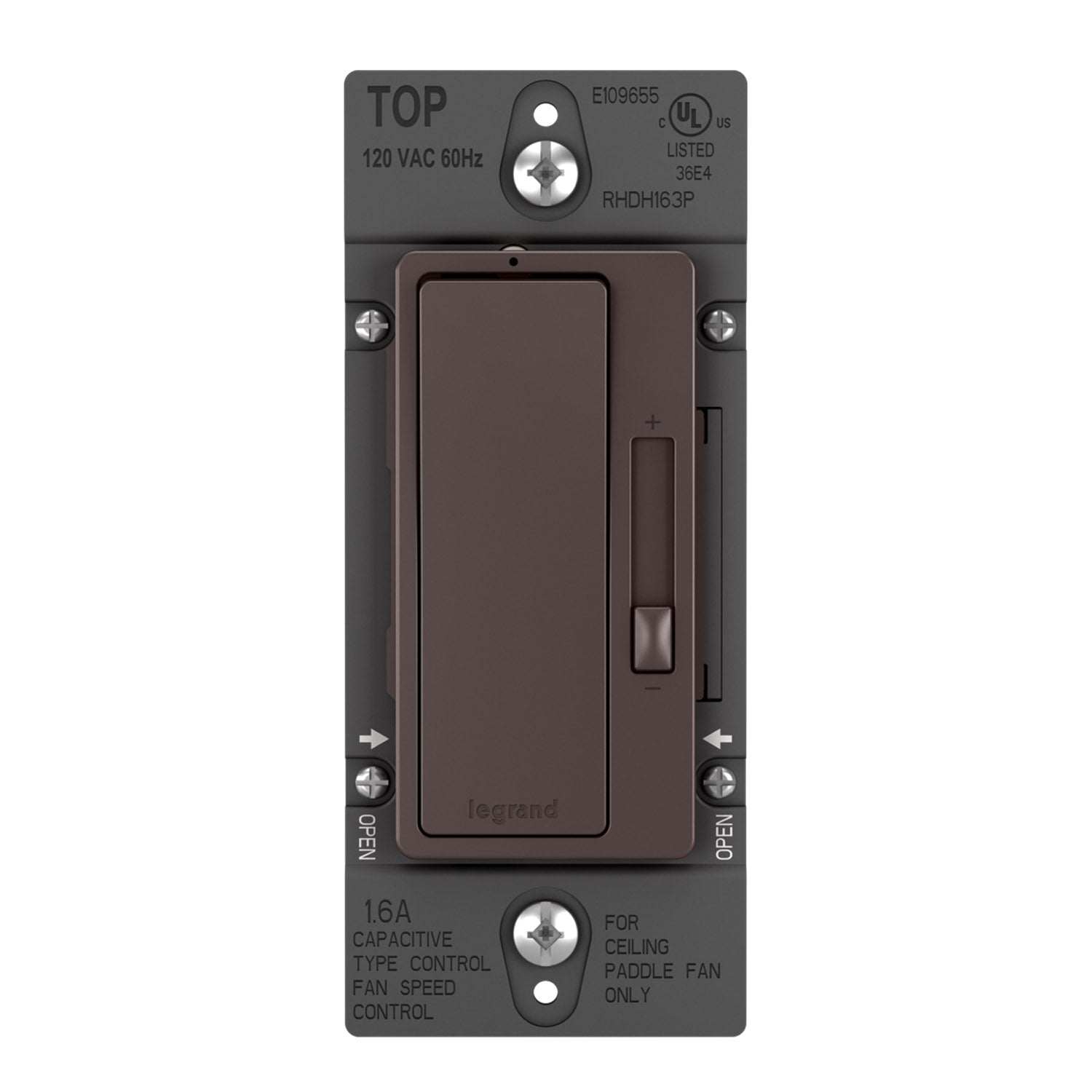 radiant 1.6 Amp De-Hummer Fan Speed Control Switch, Single Pole/3-Way, Dark bronze