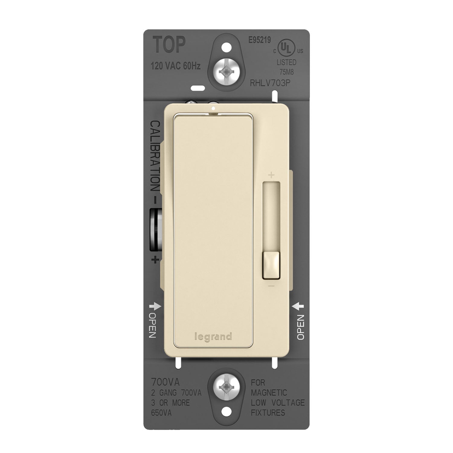 radiant 700W Magnetic Low-Voltage Dimmer Switch, Single Pole/3-Way, Light Almond