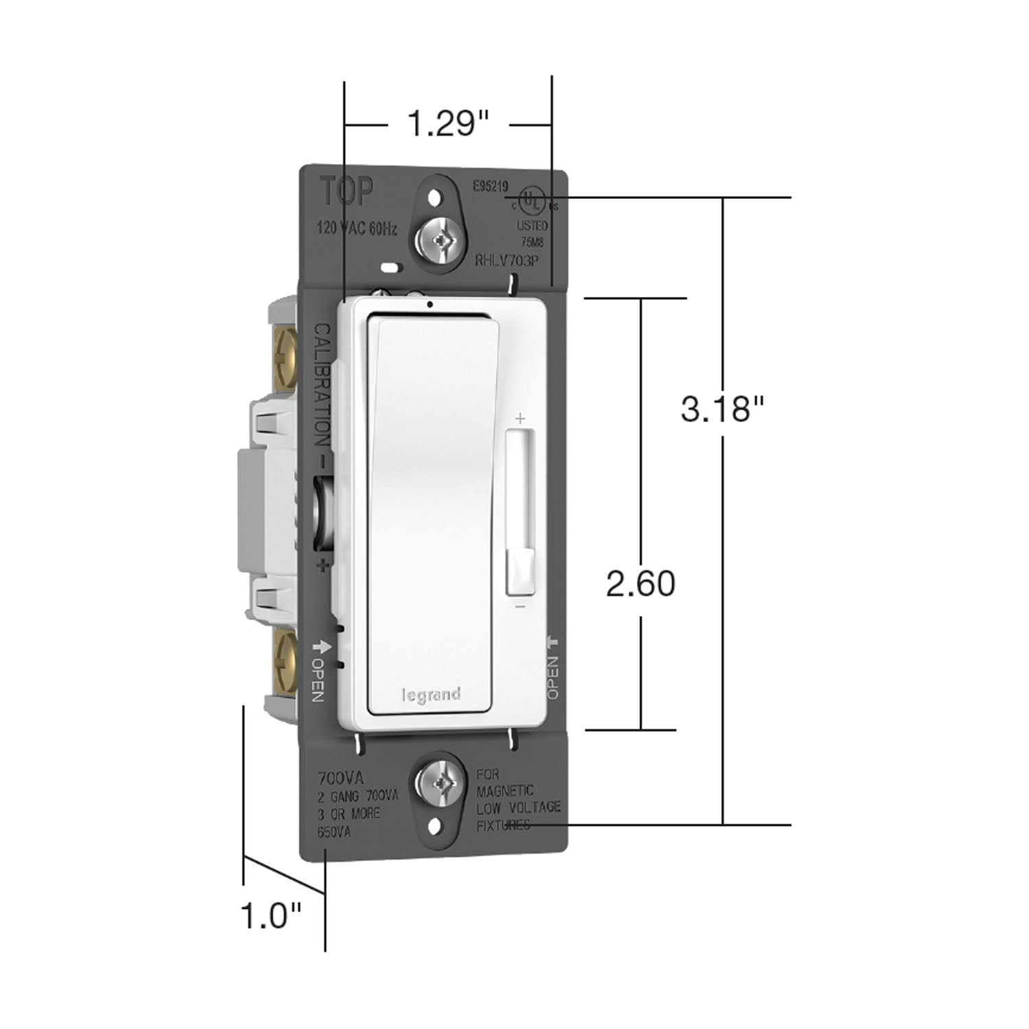 radiant 700W Magnetic Low-Voltage Dimmer Switch, Single Pole/3-Way, Tri-Color