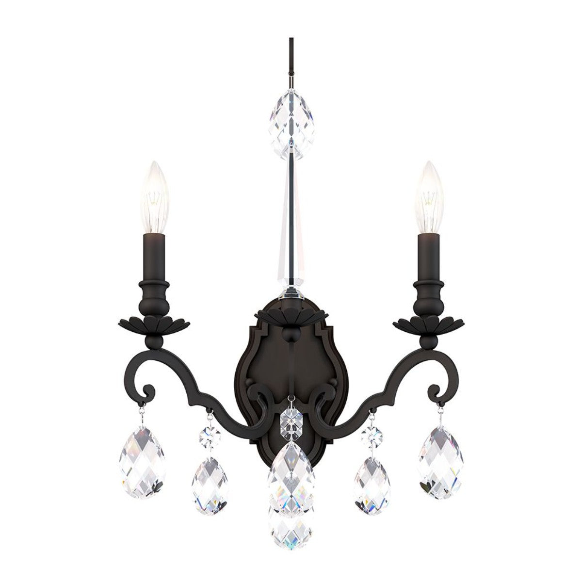 Renaissance Nouveau 21 inch. Black Armed Sconce with Heritage Crystal - Bees Lighting