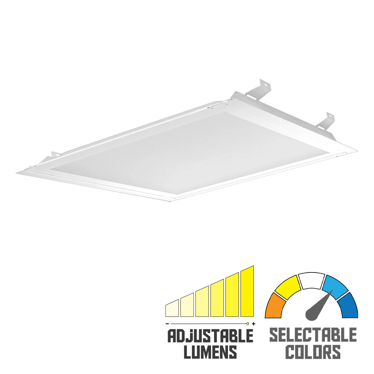 2x2 LED Retrofit Panel Light, 30W, 3850 Lumens, 35K/40K/50K, Battery Backup, 120-277V