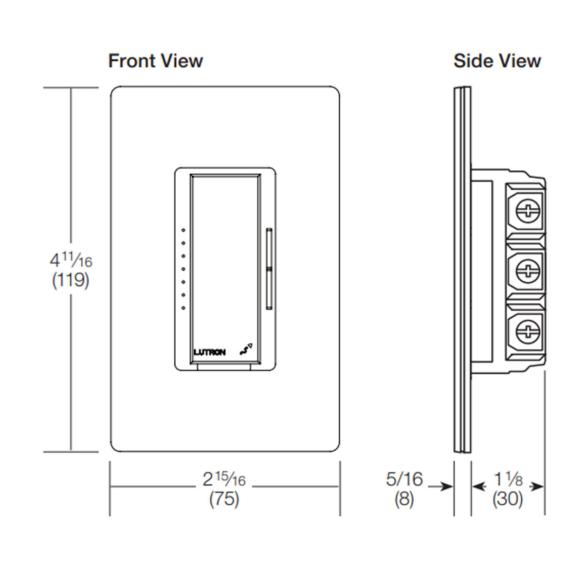 RadioRA 2 Maestro Smart Dimmer Switch, 600W MLV, Single Pole/Multi-Location, Neutral Required, Light Almond