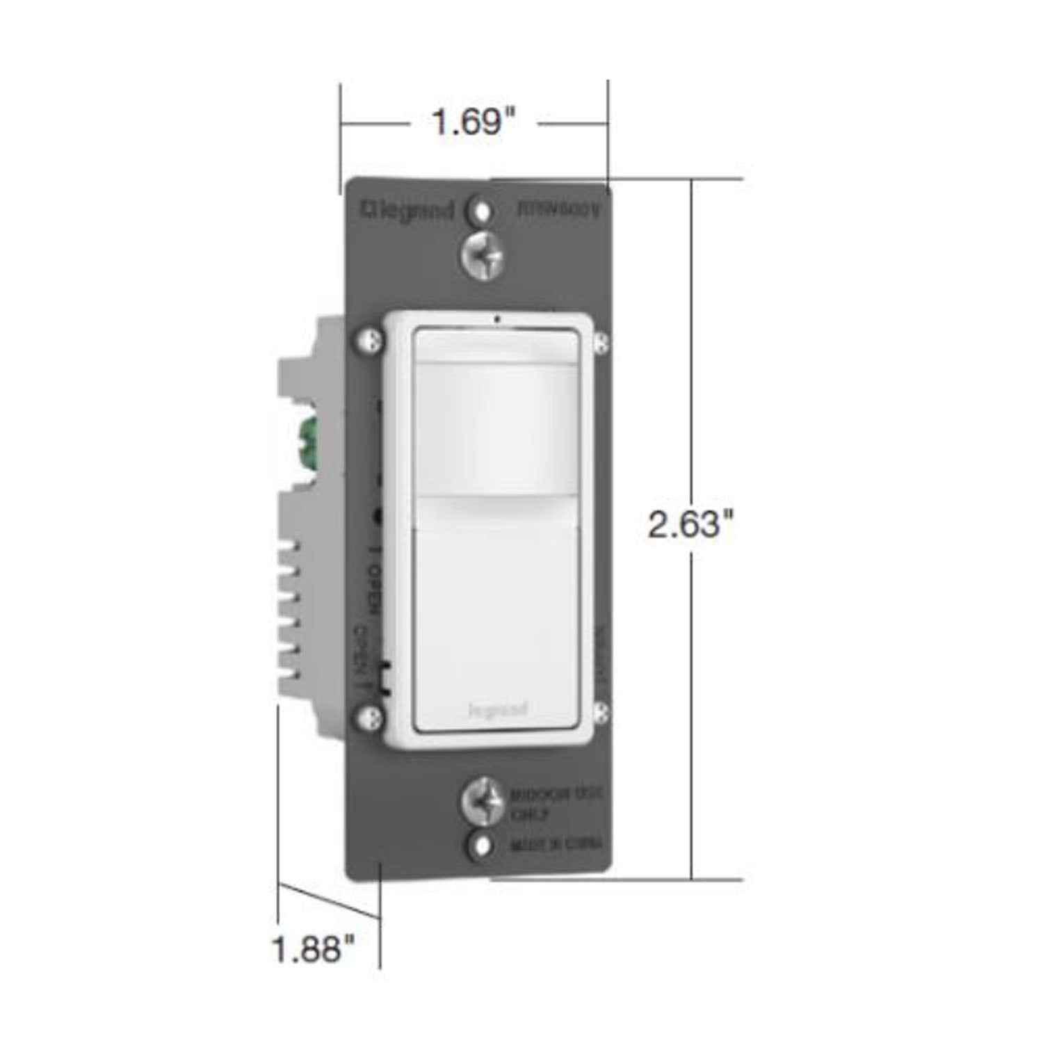 radiant Vacancy Sensor, Single Pole or 3-Way, 600W, 120V, Black