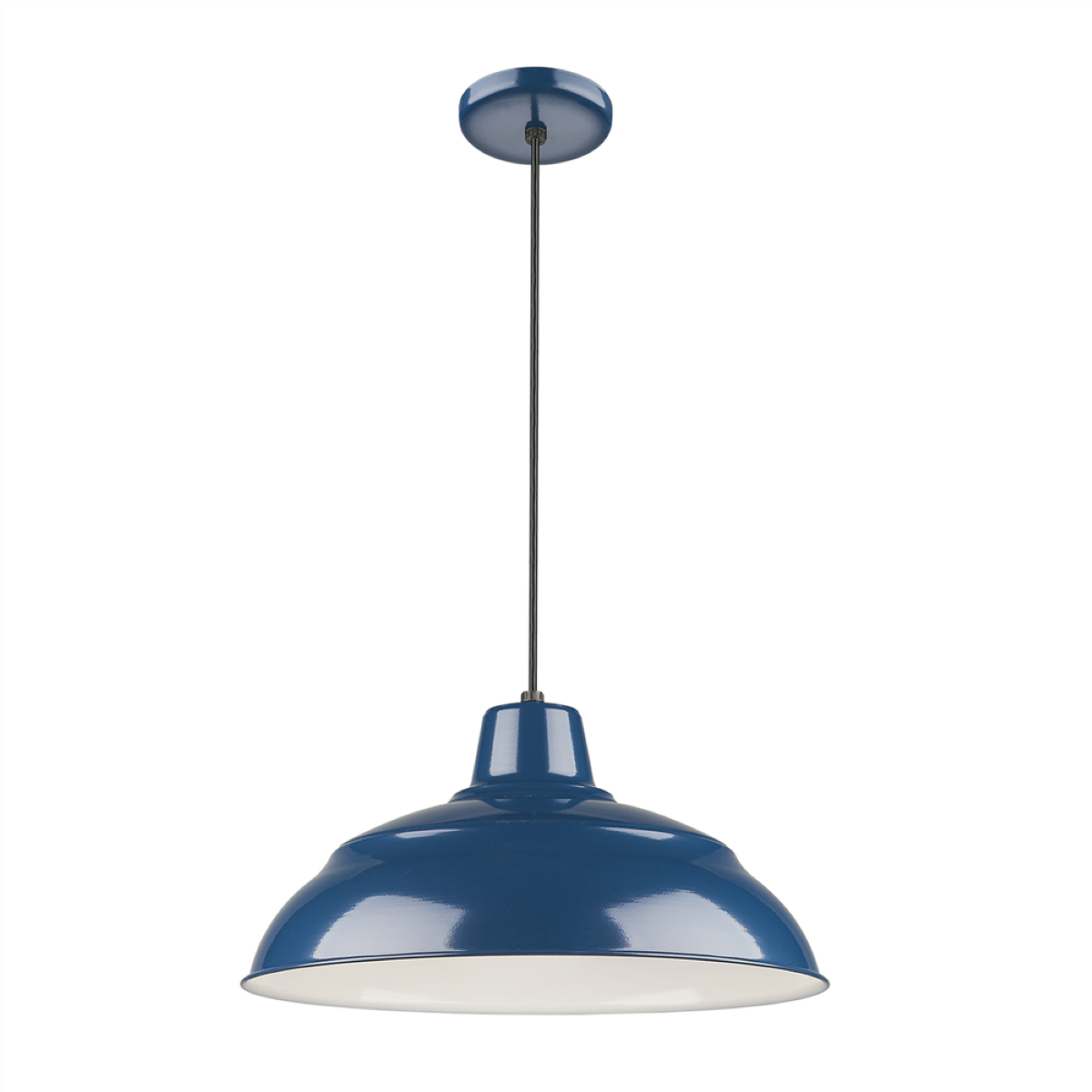 R Series 17" Cord Hung Warehouse Pendant Light Navy Blue Finish