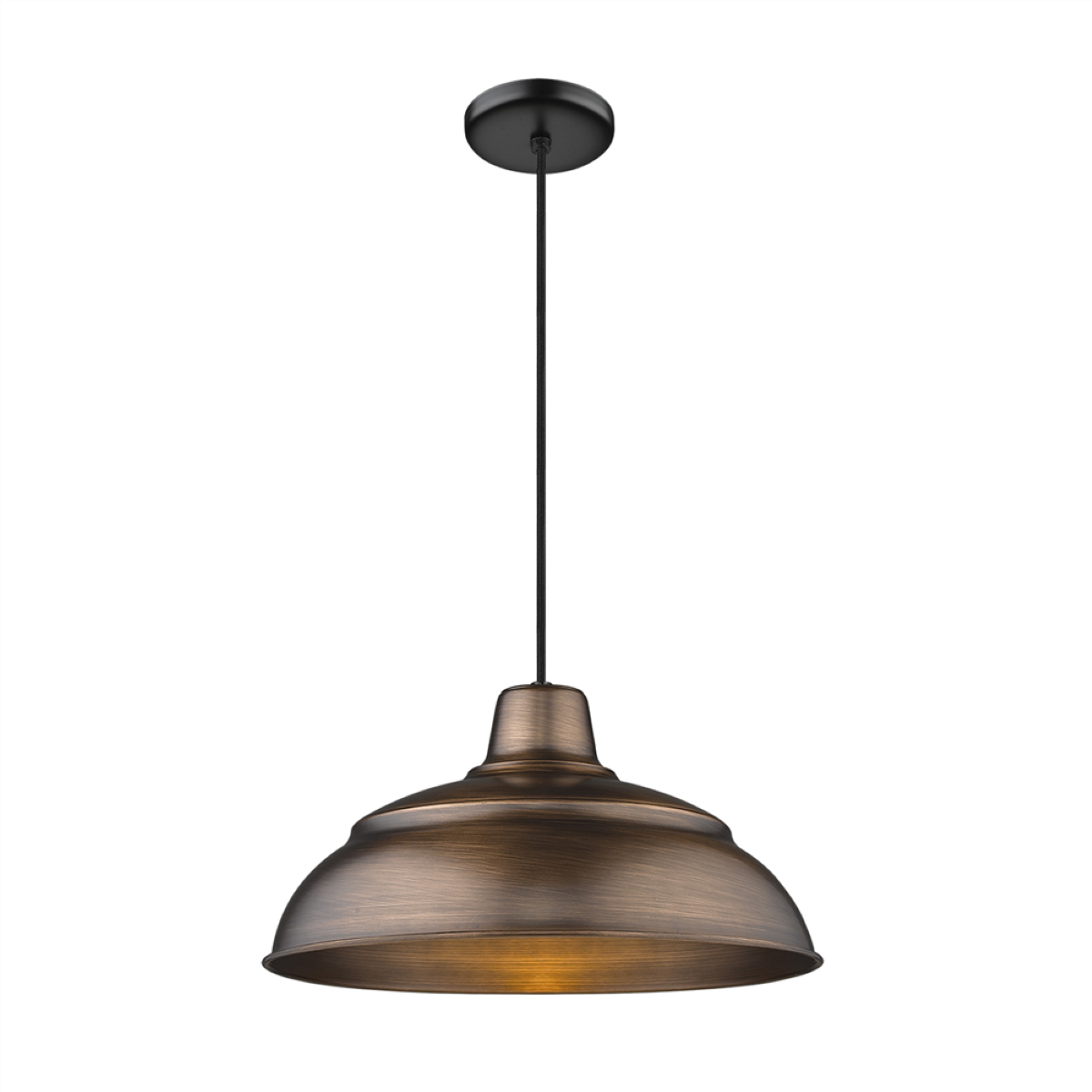 R Series 17" Cord Hung Warehouse Pendant Light Ntural Copper Finish