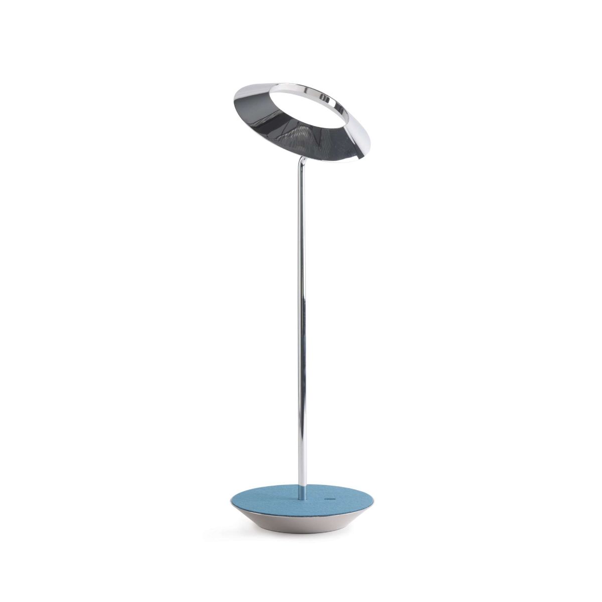 Royyo Chrome with Azure Felt Modern LED Desk Lamp with USB Port