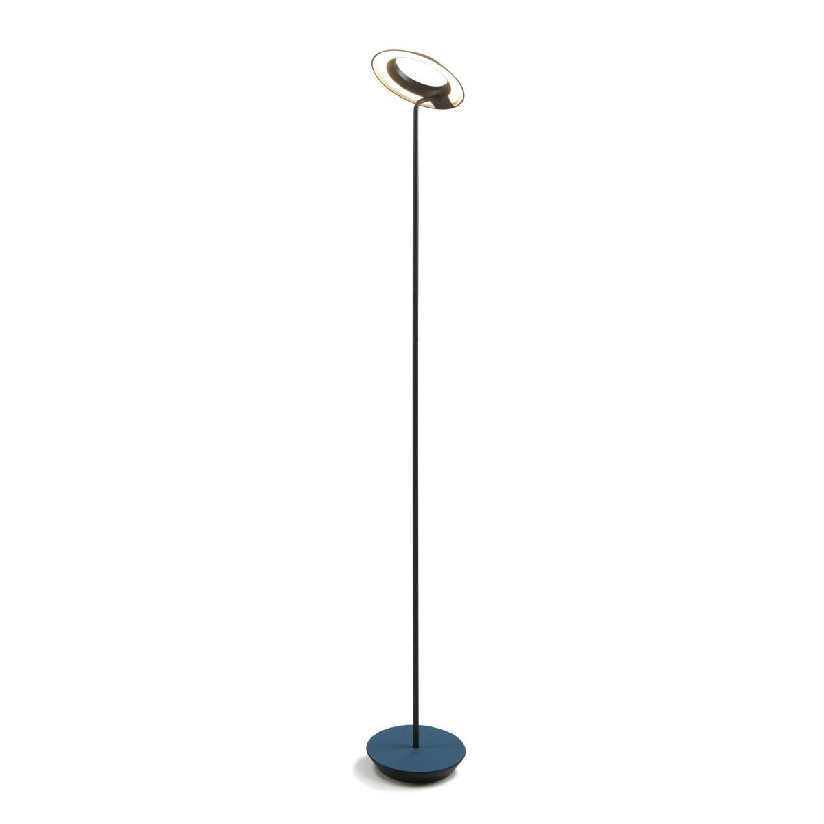 Royyo Matte Black with Azure Felt Contemporary LED Floor Lamp with USB Port