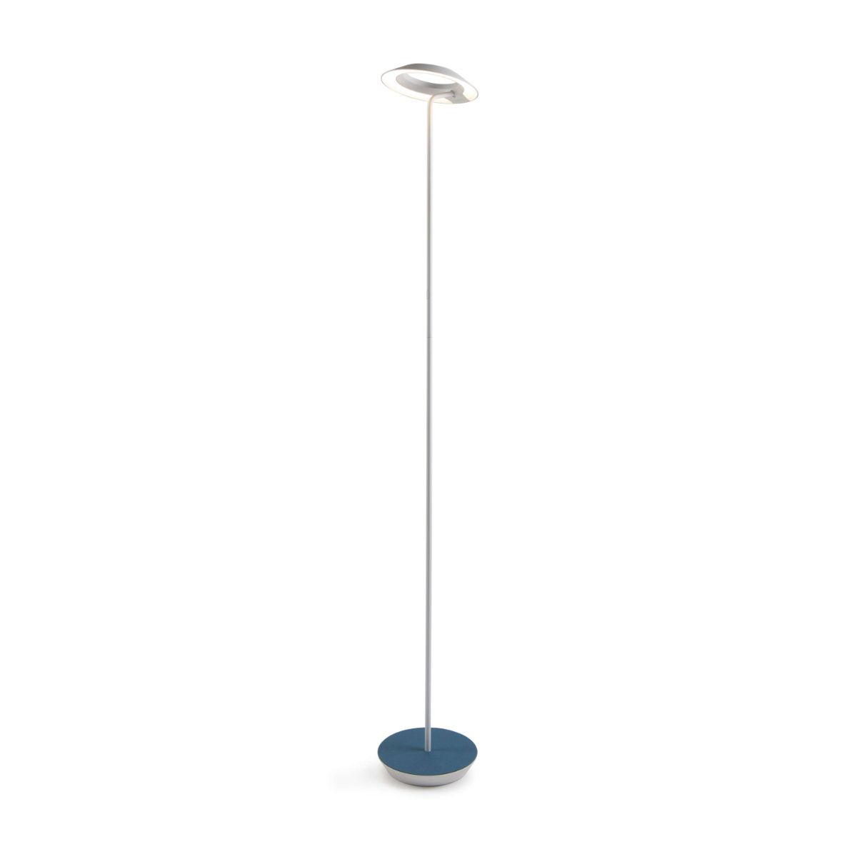 Royyo Matte White with Azure Felt Contemporary LED Floor Lamp with USB Port