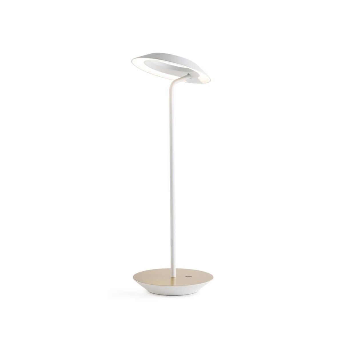 Royyo Matte White With Brushed Brass Modern LED Desk Lamp with USB Port