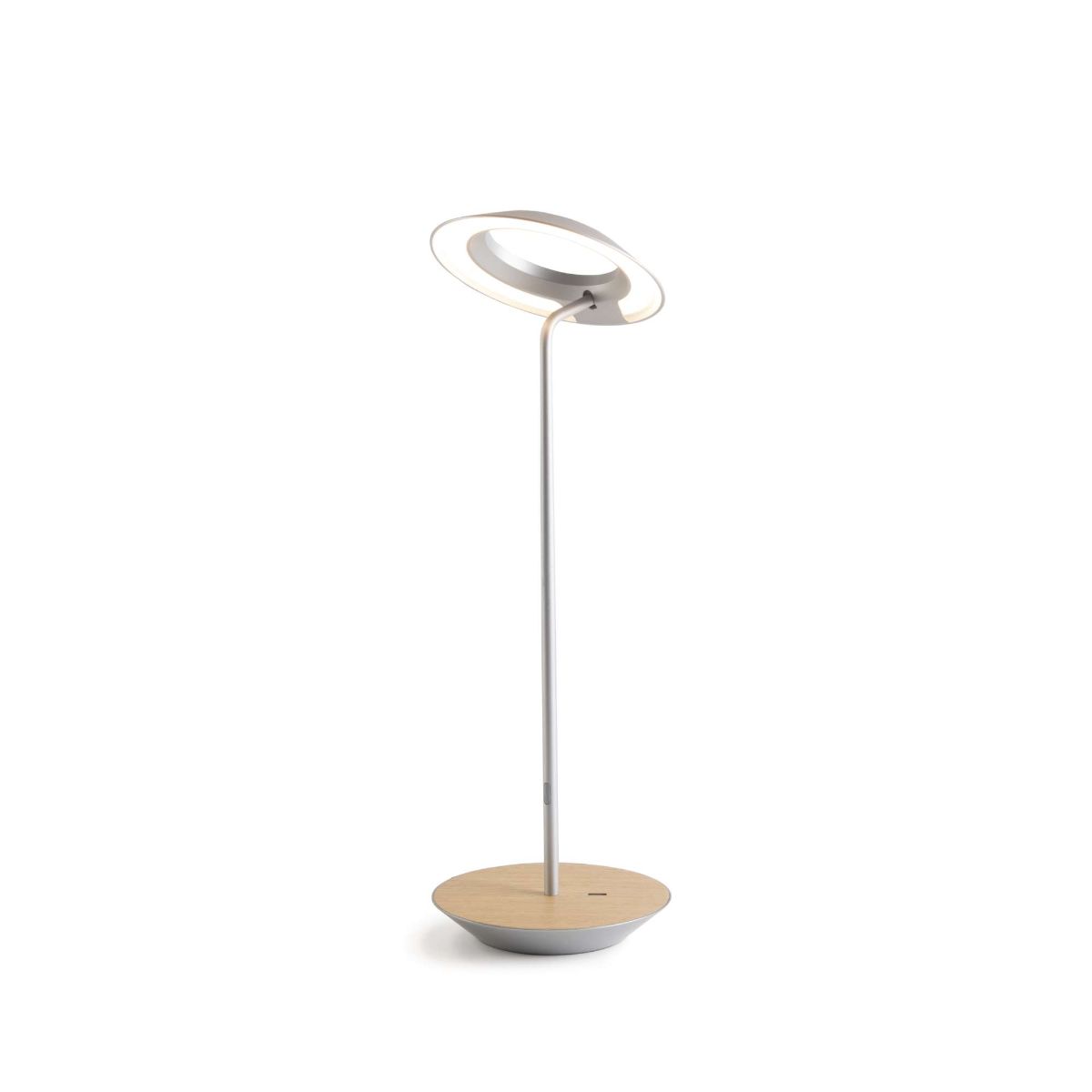 Royyo Silver With White Oak Modern LED Desk Lamp with USB Port