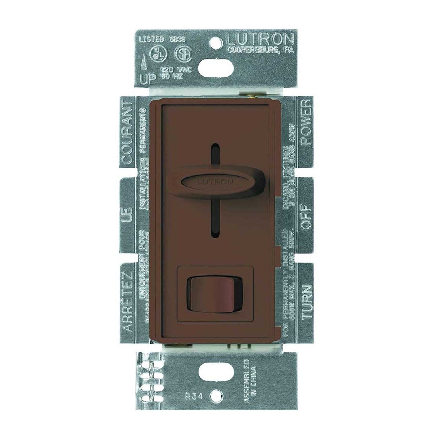 Skylark 3-Way Incandescent Dimmer, 600 Watts, Brown - Bees Lighting