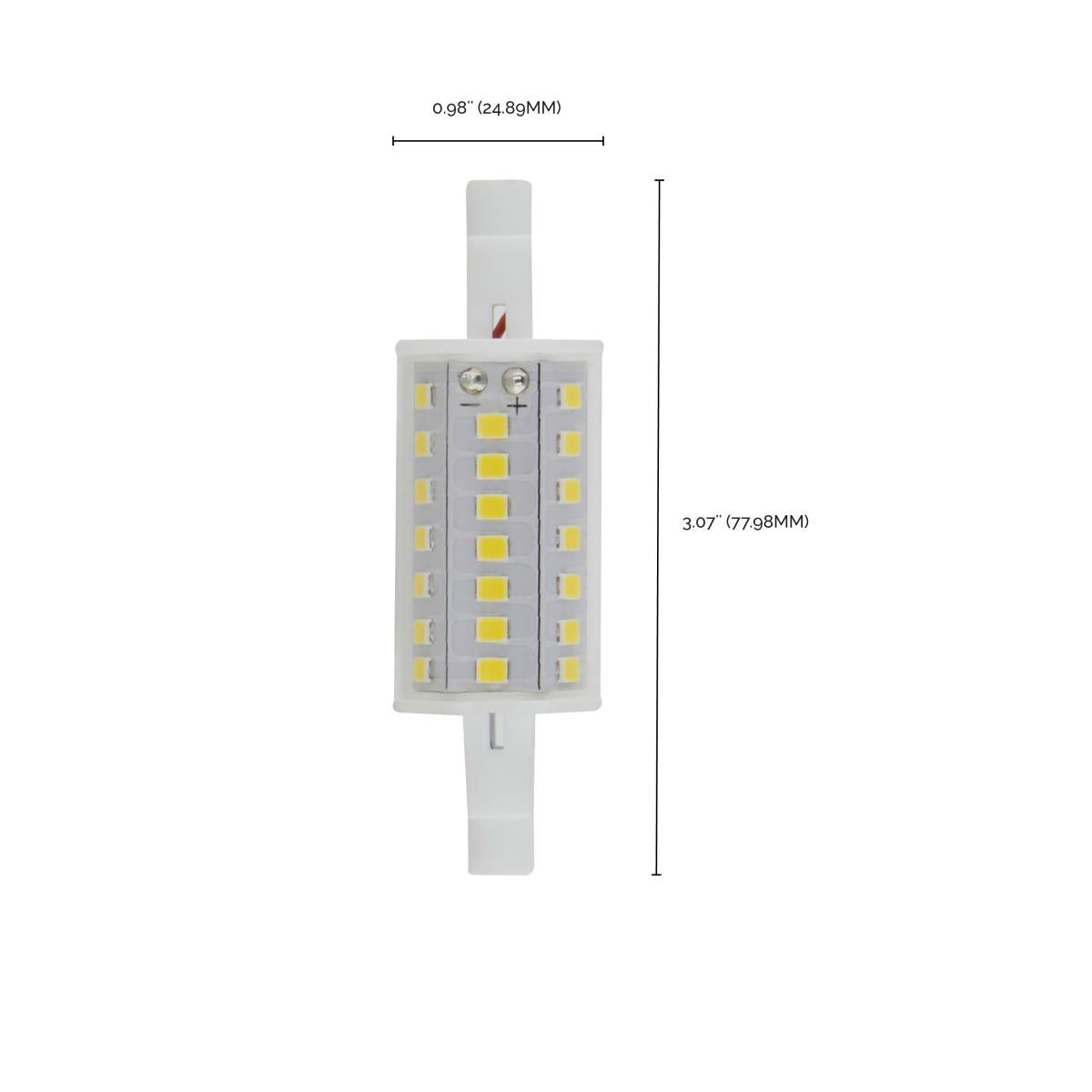 J-Type T3 Mini LED Bulb, 6 Watts, 600 Lumens, 3000K, R7s Double Ended Base, Clear Finish, 120V