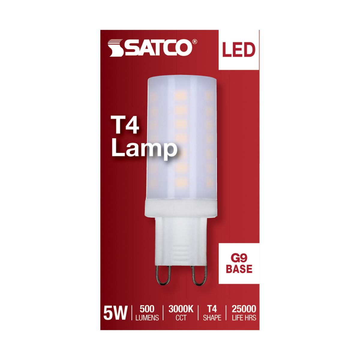 T4 Mini LED Bulb, 5 Watts, 500 Lumens, 3000K, G9 Base, Frosted Finish, 120V