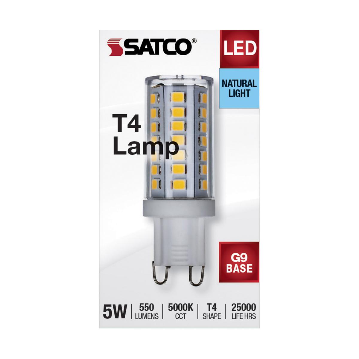 T4 Mini LED Bulb, 5 Watts, 550 Lumens, 5000K, G9 Base, Clear Finish, 120V